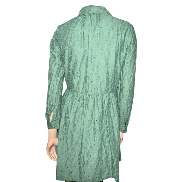 JCrew women’s Green Eyelet mini Button-Up Dress size 6 - Picture 9 of 14